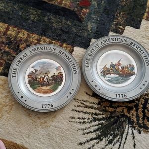 Vintage pewter plates
